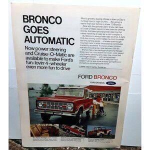 1973 Ford Bronco Red Color with Cruise O Matic Original Print Ad Vintage 70s